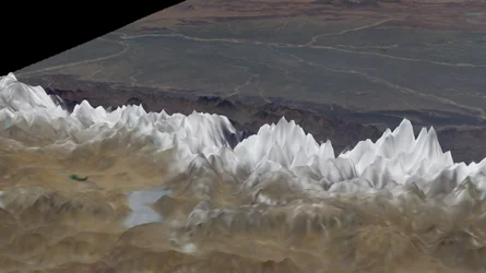 Műholdas nézet a Himalájára, a Tibeti-fennsíktól délre, az indiai Gangesz-medencéig a háttérben. Köszönetnyilvánítás: NASA. Mountain Rock Ice Geology Ázsia